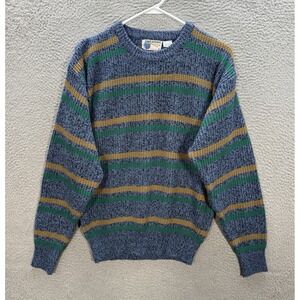 Vintage Sweaters Sweater Adult Large Multicolor Striped Knit Crewneck 90s Y2K
